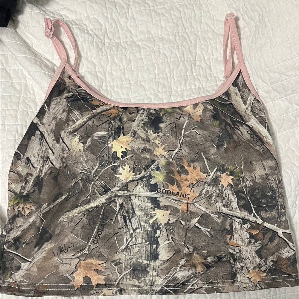 Camo Tank Top with Pink Trim